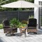 Mix Brown Rattan 3-Piece Patio Rocker Set with Cushions and Side Table